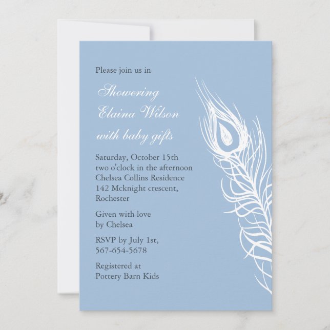 Shake your Tail Feathers Baby Shower Invite (blue) (Front)