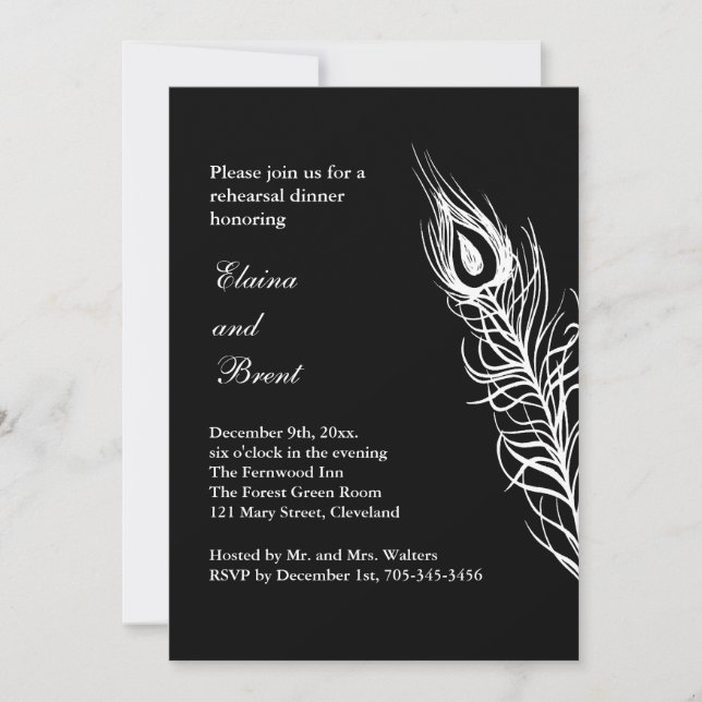 Shake your Tail Feathers Rehearsal Dinner black Invitation (Front)