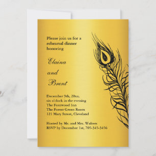 Shake your Tail Feathers Rehearsal Dinner gold Invitation