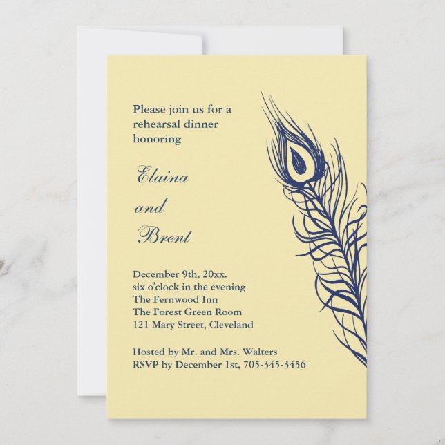 Shake your Tail Feathers Rehearsal Dinner yellow Invitation (Front)