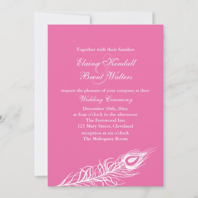 Shake your Tail Feathers Wedding Invite 1 fuchsia (Front)