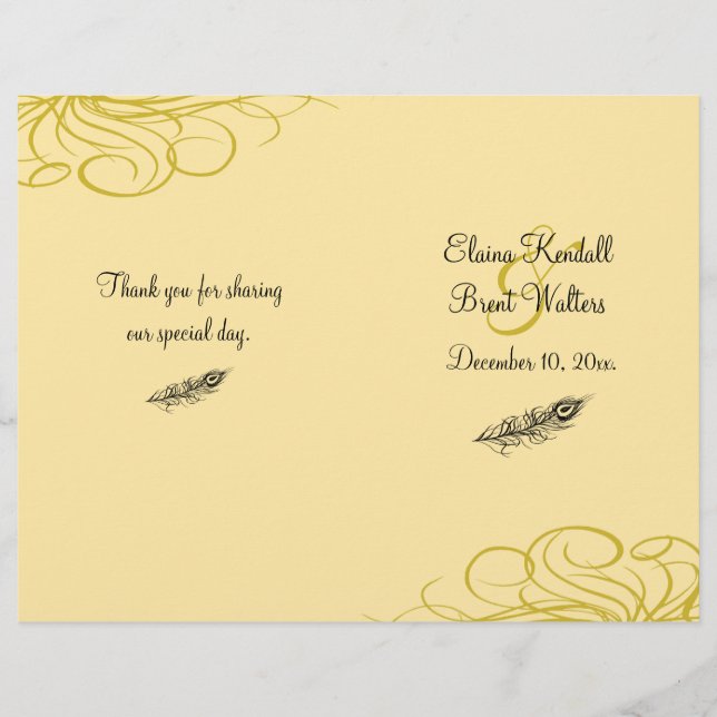 Shake your Tail Feathers Wedding Program (yellow) (Front)
