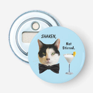 "Shaken, Not Stirred" Blue Button Bottle Opener