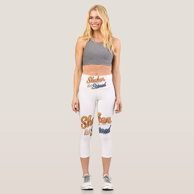 "Shaken, Not Stirred." Capri Leggings (Front)