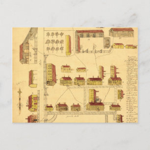 SHAKER VILLAGE MAP, 1849 POSTCARD