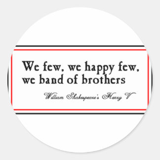Shakespeare: Band of Brothers Classic Round Sticker