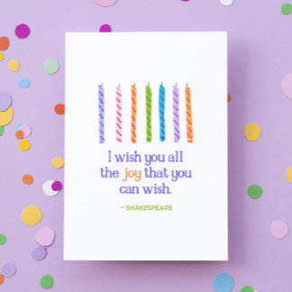 Shakespeare Birthday Minimalist Retro Best Wishes Card
