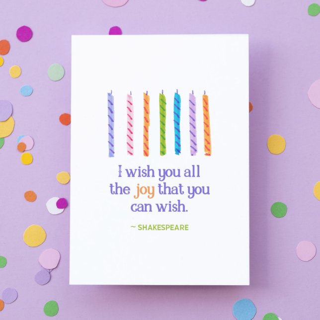 Shakespeare Birthday Minimalist Retro Best Wishes Card (Creator Uploaded)