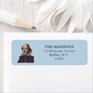 Shakespeare Bookish Elegant Blue Return Address