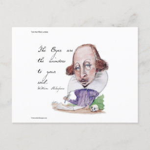 Shakespeare Caricature & The Tempest Quote  Postcard