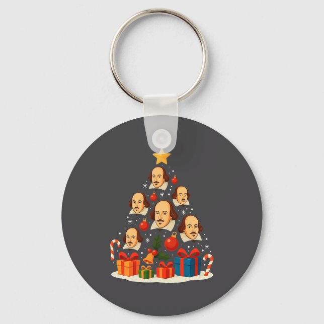 Shakespeare English Literature Christmas Tree Xmas Key Ring (Front)