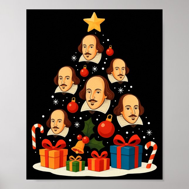 Shakespeare English Literature Christmas Tree Xmas Poster (Front)