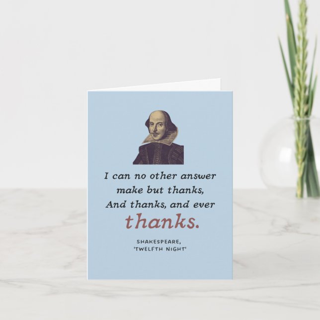 Shakespeare Gratitude Elegant Literary Bookish  Thank You Card (Front)