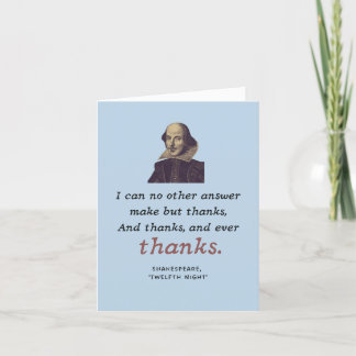 Shakespeare Gratitude Elegant Literary Bookish Thank You Card