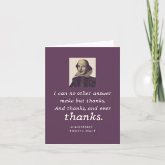Shakespeare Gratitude Elegant Purple Literary Thank You Card