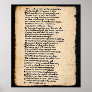 Shakespeare Hamlet To Be Soliloquy Poster