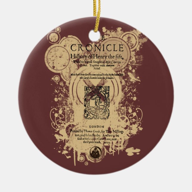 Shakespeare Henry V Quarto Front Piece Ceramic Tree Decoration (Front)