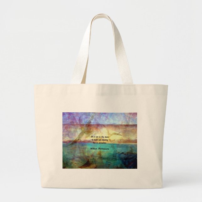 Shakespeare Inspirational Quote About Destiny Large Tote Bag (Front)