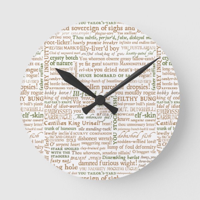 Shakespeare Insults Collection Round Clock (Front)