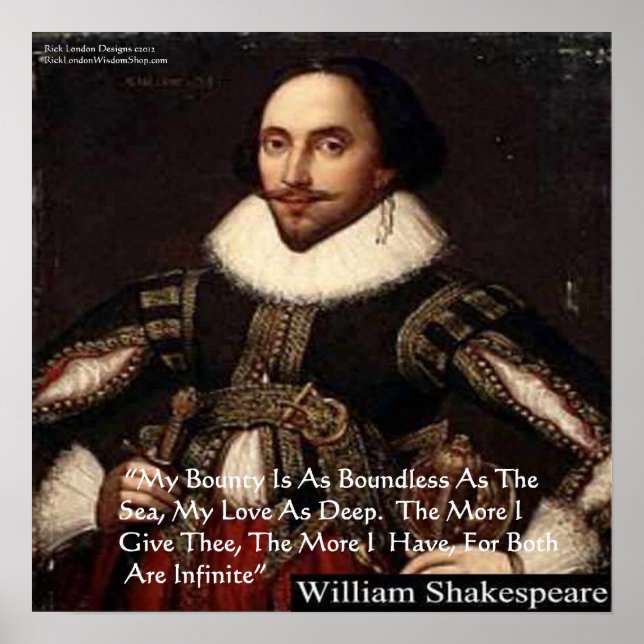 Shakespeare "Love Infinite" Love Quote Poster (Front)
