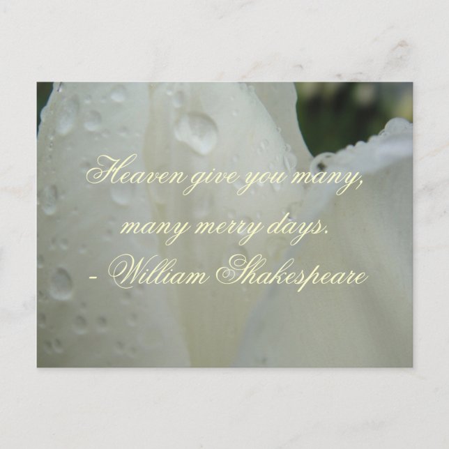 Shakespeare Merry Days Quote , White Holiday Postcard (Front)
