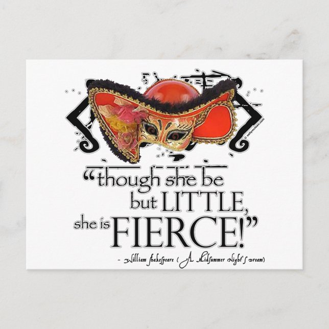 Shakespeare Midsummer Night's Dream Fierce Quote Postcard (Front)