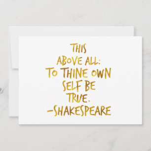Shakespeare Motivational Quote Gold Faux Foil