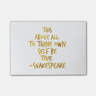 Shakespeare Motivational Quote Gold Faux Foil Post-it Notes
