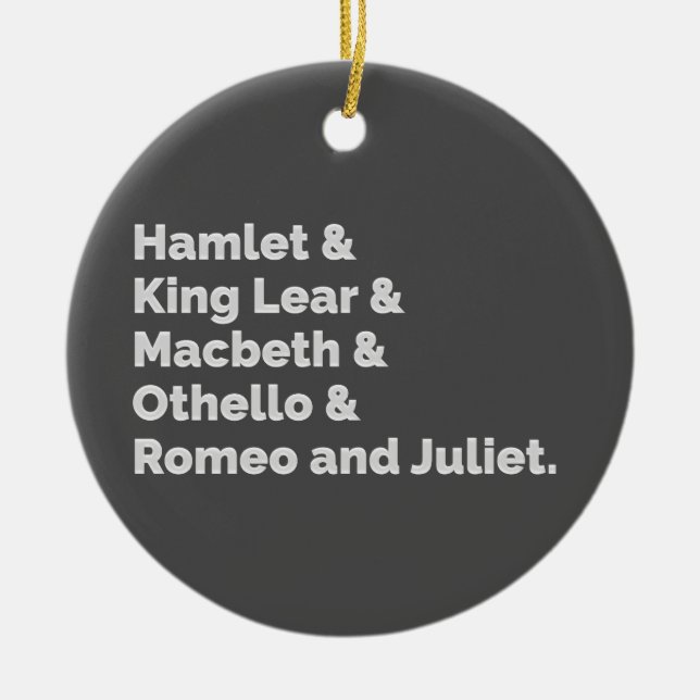 Shakespeare Plays I Ceramic Tree Decoration (Front)