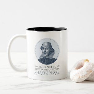 Shakespeare Portrait with To Be Or Not To Be Quote Two-Tone Coffee Mug