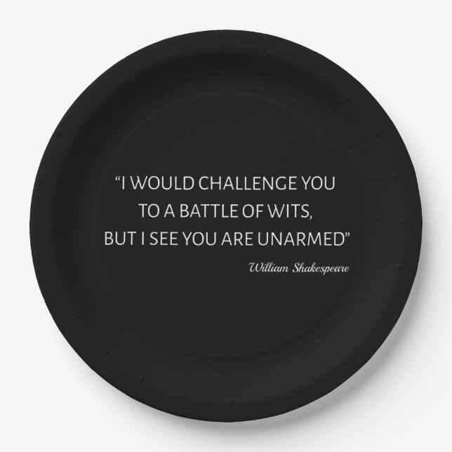 Shakespeare Quote - Battle Of Wits Paper Plate (Front)