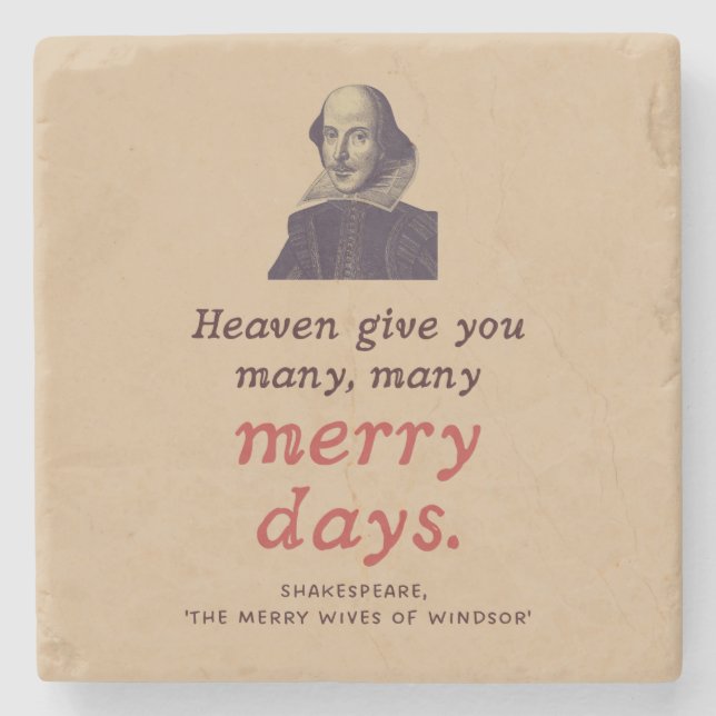Shakespeare Quote Best Wishes Renaissance Vintage Stone Coaster (Front)