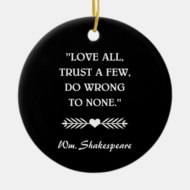 SHAKESPEARE QUOTE CERAMIC TREE DECORATION (Front)