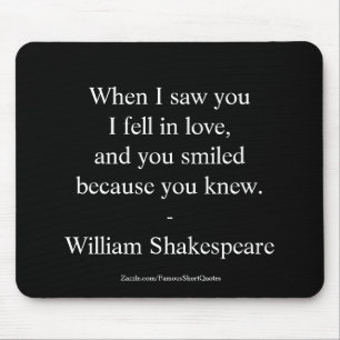 Shakespeare Quote - I Fell In Love Mouse Mat