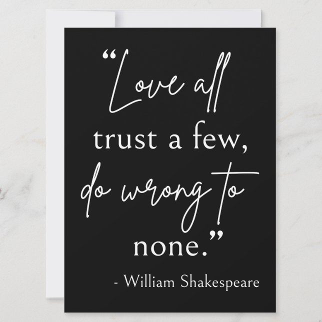 Shakespeare Quote - Love, Trust, And Wrong II Invitation (Front)
