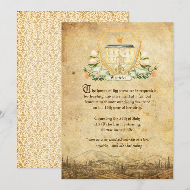 Shakespeare Quote | Much Ado About Nothing Invitation (Front/Back)