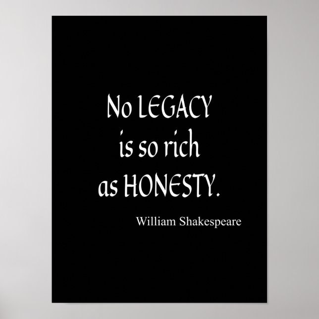Shakespeare Quote No Legacy So Rich as Honesty Poster (Front)