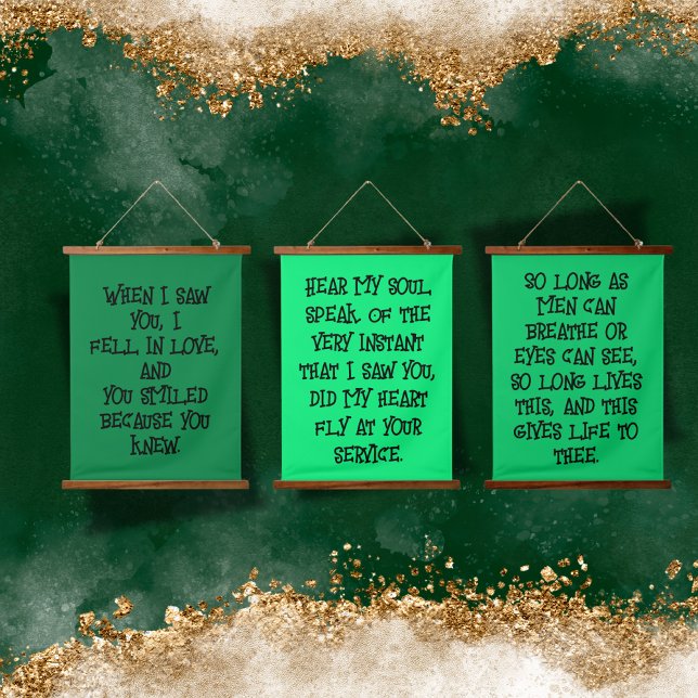 Shakespeare Set of Three Love - Green | Hanging Tapestry (Creator Uploaded)