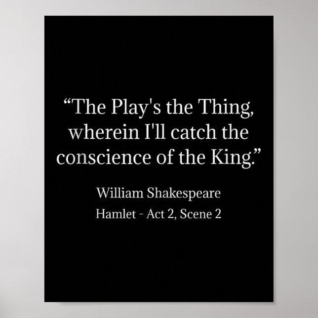 Shakespeare Shirt The Play's The Thing Shakespeare Poster (Front)