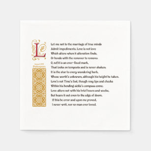 Shakespeare Sonnet 116 (CXVI) on Parchment Napkin