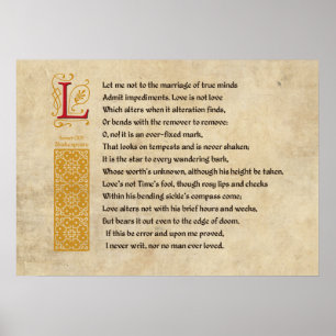 Shakespeare Sonnet 116 (CXVI) on Parchment Poster