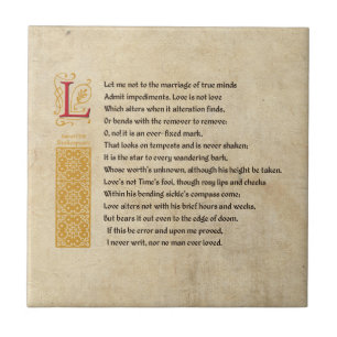 Shakespeare Sonnet 116 (CXVI) on Parchment Tile