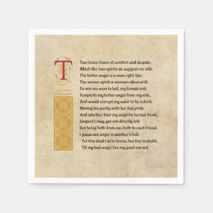 Shakespeare Sonnet 144 (CXLIV) on Parchment Napkin