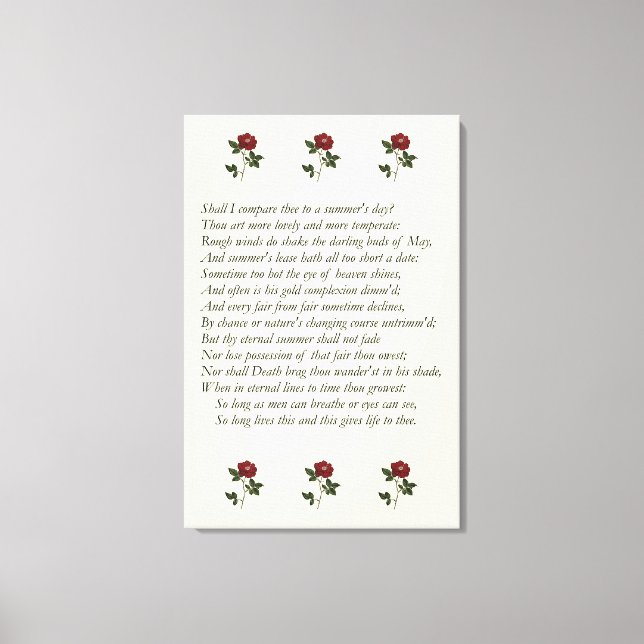 Shakespeare Sonnet # 18 Canvas Print (Front)