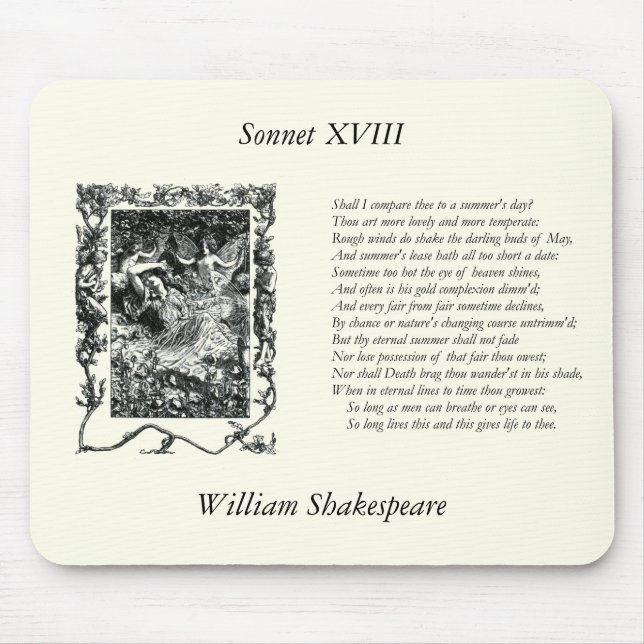 Shakespeare Sonnet # 18 Mouse Mat (Front)