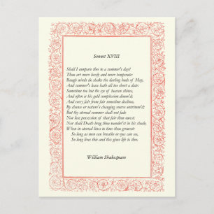 Shakespeare Sonnet # 18 Postcard