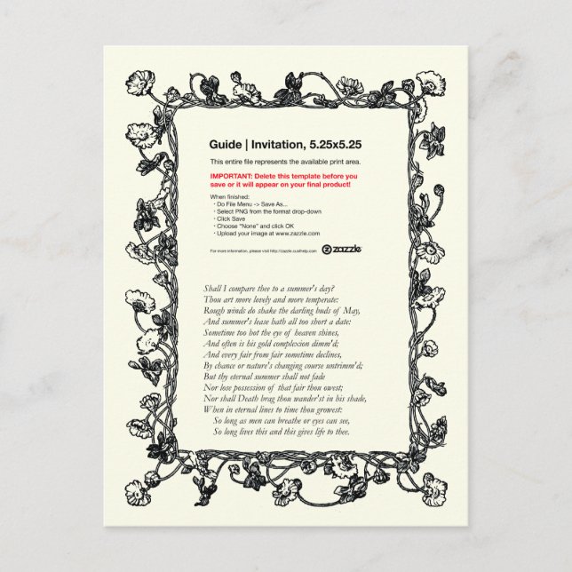 Shakespeare Sonnet # 18 Postcard (Front)