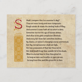 Shakespeare Sonnet 18 (XVIII) on Parchment Invitation