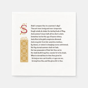 Shakespeare Sonnet 18 (XVIII) on Parchment Napkin