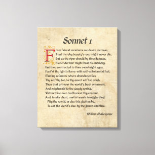 Shakespeare Sonnet 1 Parchment Canvas Print